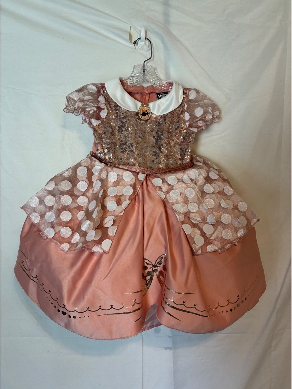 Disney Minnie Mouse Rose Gold Costume Dress Sequin Polka Dot Girls Size 3T-4T